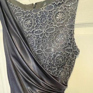 Dark silver/gray formal,with lace bodice overlay